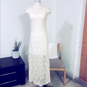 OFF WHITE LACE LONG MAXI DRESS